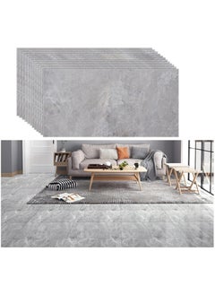 Buy 12pcs Marble Tile Stickers,Wall Sticker Self-adhesive,3D Wall Panel,15.7"x31.5"Peel and Stick Floor Tile for Home Living Room Kitchen Bathroom Decor Grey in UAE