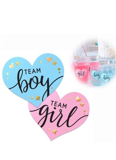 Buy Gender Display Stickers with Gold Foil for Team Boy and Team Girl Labels Pink and Blue Gender Labels for Party Invitations and Voting Games, Baby Shower Labels (80 Sheets) in UAE