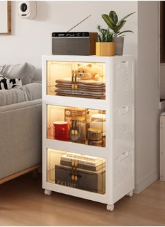 اشتري 3 Tier Kitchen Organization Cabinet 3Multi-layer Foldable Plastic Storage Drawer, Drawer Unit, Box, Plastic Organizing Cupboard في الامارات