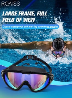 Buy Swim Goggles for Adult with Soft Silicone Gasket Anti-fog UV Protection No Leaking Clear Vision Pool Goggles Big Frame Swimming Goggles for Men Women Black in Saudi Arabia
