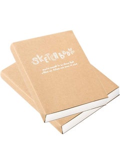 Buy Kraft Cover Drawing Notebook & Sketchbook – Set of 2 Blank Plain Sketch Books – 125g Thick Paper A5 Size, 150x210mm Paper Ideal for Drawing & Sketching- 128 sheets/256 pages – 180 Degree Opening, 2pcs in UAE