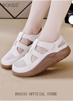 اشتري Ladies Solid Color Flat Shoes Ladies Rubber Sole Strap Sandals Snap Button Adjustable Size Mary Jane Beach Sandals Women's Breathable Comfortable Non-Slip Sandals في السعودية