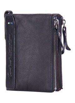 Buy Leather Wallet With Double Zipper Black in UAE