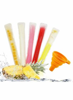 اشتري 100 Disposable Ice Popsicle Mold Bags with Funnel, for Healthy Snacks, Juice & Fruit Smoothies في الامارات