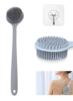 Buy Shower Brush Silicone Bath Body Brush with Soft Bristles Back Scrubber Brush for Men Women Shower Exfoliating and Massage Grey in Saudi Arabia