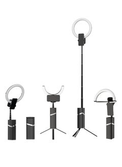 Buy usams US-ZB250 Extendable Selfie Stand Adjustable LED Selfie Ring Light with Tripod Stand Rechargeable Extendable Tripod Stand with Remote for Live Streaming/Recording/Photography Black in UAE