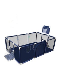 Buy Safety Large Portable Play Pen For Twin, Baby And Toddler Indoor Outdoor With Extra Tall Size, Fun Activities, Basketball Hoop & Mat blue in Saudi Arabia
