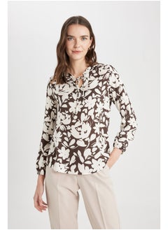 Buy Woman Regular Fit C Neck Woven Long Sleeve Blouse in Egypt