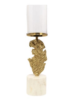 Buy Dama Pillar Candle Holder, Gold White & Clear - 10x39 cm in UAE