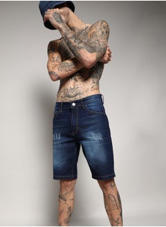 Buy Minimal Distressed Denim Shorts with Pockets in Saudi Arabia