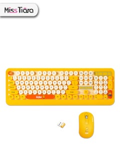 اشتري K68YL Keyboard And Mouse Set With 2.4GHz Wireless And Cute Retro Round Keycap في الامارات