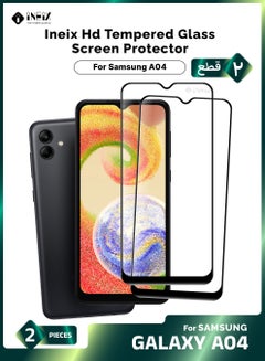 Buy 2 Pieces Full Body Covered Tempered Glass Screen Protector For Samsung Galaxy A04-Black/Clear in Saudi Arabia