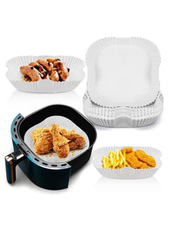 Buy 100 Pieces Air Fryer Disposable Paper Liner Square Non-Stick 6.3 Inch, Food Grade Parchment Paper and Baking Paper, Waterproof and Oil Proof, For Air Fryer Baking Roasting Microwave (White) in UAE