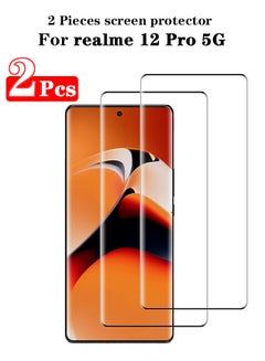 Buy 2 Pieces Full Cover Glass Screen Protector For realme 12 Pro 5G Black/Clear and Screen Protector Accessories in UAE