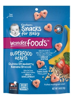 Buy Baby Snacks Wonder Foods Multigrain Snack Super Nutrition Hearts 10+ Months Quinoa Strawberry Banana Broccoli 1.48 oz 42 g in UAE