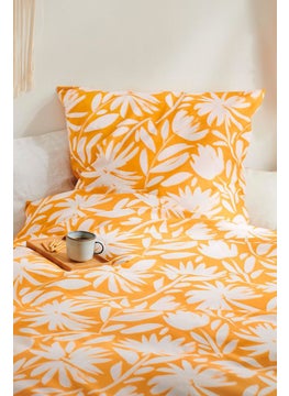 Buy Single Premium Cotton Floral Print Duvet Set 135 x 200 cm, Yellow/White in UAE