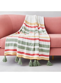 Buy Elliote Multi-Stripe Cotton Throw 130 x 170 cm in UAE