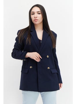 اشتري Women Regular Fit Plain Blazer, Navy في الامارات