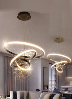 اشتري Set of 2 Modern Pendant Lamps LED Rings Circle Ceiling Hanging Decoration Chandelier 60 x 120 and 60 x 150 Centimeter في الامارات