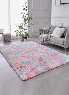 Buy Ultra Soft And Comfortable Modern Home Decoration Fluffy Coarse Fur Tie Dyed Carpet Floor Mat Modern Luxurious Rectangular Carpet Suitable For Bedrooms Children'S Rooms And Living Rooms (120 * 160 Cm) in Saudi Arabia