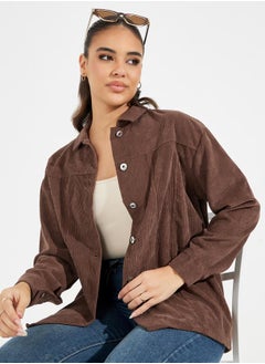 Buy Oversized Corduroy Shirt with Buttons in Saudi Arabia