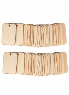 Buy Unfinished Wood Pieces Rectangle-Shaped, Light Wooden Gift Tags with Hole, for Craft Projects, Hanging Decorations, Painting, Staining for Wedding Holiday Party Supplies 100 Pcs in UAE