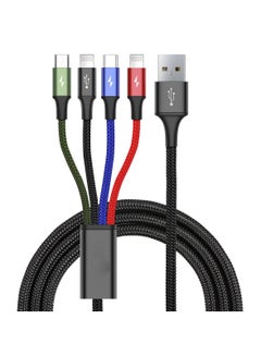 Buy Rapid Series 4-in-1 Nylon Braided Charging Cable Micro Type-C and Dual Lightning 3.5A 1.2M Multicolour in UAE