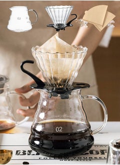 Buy V60 Coffee Pot 500ml With Coffee Funnel Cup And 40 Pcs Of Coffee Filter Paper in UAE