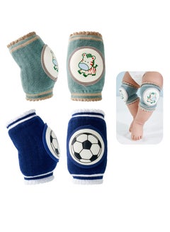 اشتري 2 Pairs Baby Knee Pads for Crawling Breathable Elastic Cotton Crawling Knee Pads Cute Unisex Baby Knee Protector with Sponge Pad for Baby Toddler (Zebra & Football) في السعودية