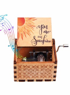 Buy You Are My Sunshine Wood Music Box for Wife Daughter Son Laser Engraved Vintage Wooden Hand Crank Music Box Gifts in UAE