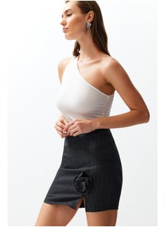 Buy Anthracite Rose Detailed Mini Skirt TPRSS24ET00003 in Egypt