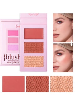 اشتري 3 Color Sweet Cheeks Blush-3 Colors Facial Blush Palette, 1 Piece Multi Purpose Blusher Facial Highlighter Contour Makeup Palette, Matte Shimmer Pearly Blusher Palette في الامارات