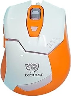 Buy Derasi T50 Gaming 7 Button 2400DPI Backlight RGB Wired Mouse (1.8 m, White Orange) in Egypt