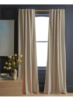 Buy Velvet Curtains Soft Fabric 1Piece Dark Off White-140x280 in Egypt