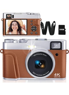 Buy 4K Digital Camera for Photography Autofocus, 48MP Vlogging Camera for YouTube with Viewfinder Dial Flash,16X Digital Zoom Portable Compact Travel Camera Anti-Shake for Teens,Adults,Beginners in UAE