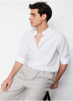 Buy White Regular Fit Collar 100% Cotton Shirt with Embroidery Detail TMNSS24GO00009 in Egypt