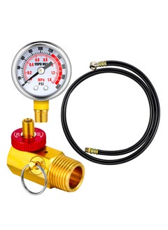 اشتري Air Tank Repair Kit Including Safety Valve, with Pressure Gauge and 4 Feet Air Tank Hose Assembly kit for Portable Carry Tank, 0-200 PSI Pressure Gauge في الامارات