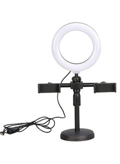 اشتري LED Ring Light Dimmable LED Desktop Fill Light 3 Colors Modes with 2/3 Phone Holders Curved Lampshade Design Eye Protection Without Glare for Live Stream Makeup (Color : A) في الامارات