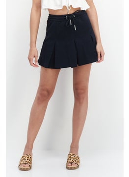 اشتري Women Pleated Pull On Mini Skirt, Navy في الامارات