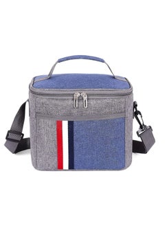 Buy Lunch Bag Insulated Lunch Box Large Portable Cooler Tote bag for Men Women Adult for Office shoulder handbag Leakproof Water resistant Blue in UAE