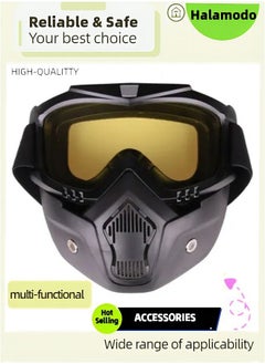 Buy Multi-functional Fashion Breathable Sandproof Motorcycle Mask Goggles Removable for Riding Skiing Various Outdoor Activities (Yellow Lens) in Saudi Arabia