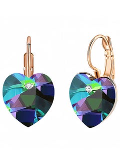 Buy Austrian Crystal Heart Drop Leverback Earrings for Women 14K Rose Gold Plated Hypoallergenic Jewelry in UAE