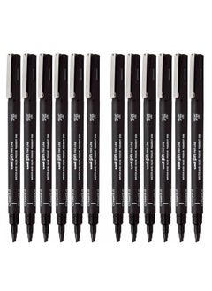 Buy 12-Piece Unipin Chisel Tip Drawing Pen 3.0mm Tip Black Ink in UAE