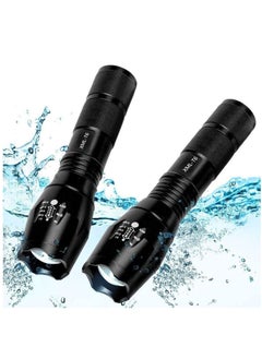 اشتري Flashlight Torch Grade 5 Modes XML T6 3000 Lumens Led Waterproof Handheld for Camping Biking Hiking Outdoor Home Emergency 2 Pack في السعودية