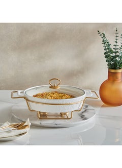 Buy Celtic Oval Casserole with Candle Stand 26.9x39.5x11.2 cm in UAE