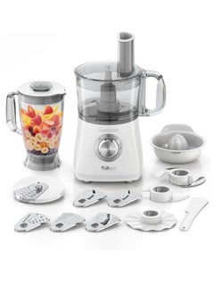 Buy Feller Germany 700W Multi-functional Food Processor with 9 Blades, 1.8L Blender, Citrus Juicer, French Fry Disk, Dough Maker Blade, Emulsify Disk, Spatula, FPB200, (White) in UAE