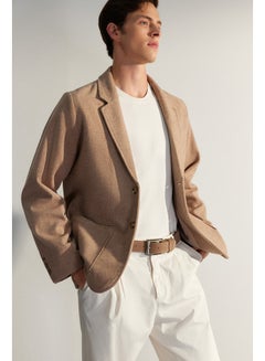 اشتري Limited Edition Beige Men's Slim Fit Cachet Blazer Thick Winter Blazer Jacket TMNAW24BC00000 في مصر