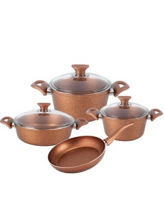 Buy Quantum Series 7 Pcs Granite Cookware Set Brown Color Set Include Deep Pot 20 Cm Deep Pot 24 Cm Deep Pot 26 Cm Low Pot 26 Cm Fry Pan in UAE