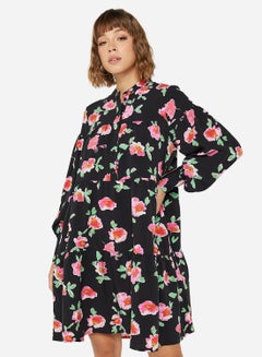 Buy Floral Tiered Long Sleeve Mini Dress in UAE