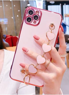 Buy Mobile Cover For iPhone 12 Pro with an Elegant Pink Hearts Shaped Handle in UAE